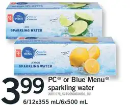 Fortinos PC BLUE MENU OR BLUE MENU SPARKLING WATER offer