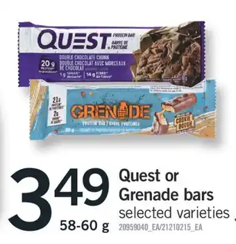 Fortinos QUEST OR GRENADE BARS, 58-60 g offer