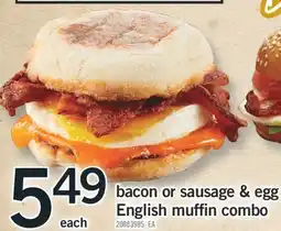 Fortinos BACON OR SAUSAGE & EGG ENGLISH MUFFIN COMBO offer