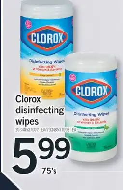 Fortinos CLOROX DISINFECTING WIPES, 75's offer
