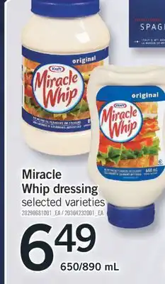 Fortinos KRAFT MIRACLE WHIP DRESSING, 650/890 mL offer
