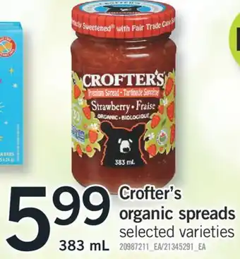 Fortinos CROFTER'S ORGANIC SPREADS, 383 ML offer