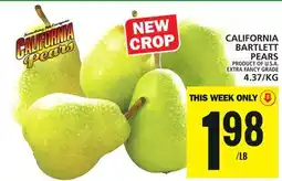 Food Basics CALIFORNIA BARTLETT PEARS offer