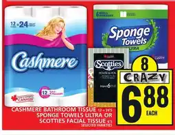 Food Basics CASHMERE BATHROOM TISSUE OR SPONGE TOWELS ULTRA OR SCOTTIES FACIAL TISSUE offer