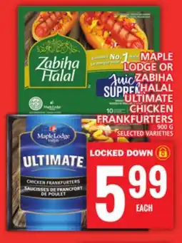 Food Basics MAPLE LODGE OR ZABIHA HALAL ULTIMATE CHICKEN FRANKFURTERS offer