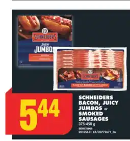 No Frills SCHNEIDERS BACON, JUICY JUMBOS OR SMOKED SAUSAGES, 375-450 G offer