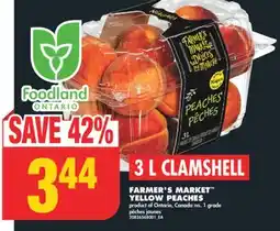 No Frills FARMER'S MARKET YELLOW PEACHES, 3 L CLAMSHELL offer