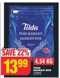 No Frills TILDA BASMATI RICE, 4.54 KG offer