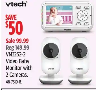 Canadian Tire VTECH VM3252-2 Video Baby Monitor with 2 Cameras offer