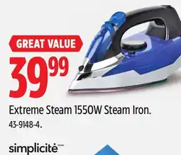 Canadian Tire CONAIR Extreme Steam 1550W Steam Iron offer