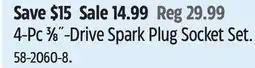 Canadian Tire Mastercraft 4-Pc 3⁄8-Drive Spark Plug Socket Set offer