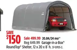 Canadian Tire Garage-in-a-Box RoundTop Shelter, 12 x 20 x 8´h ShelterLogic offer