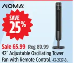 Canadian Tire NOMA 42˝ Adjustable Oscillating Tower Fan with Remote Control offer