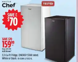 Canadian Tire MASTER Chef 3.3 Cu-Ft Fridge offer