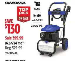 Canadian Tire SIMONIZ Gas Pressure Washer offer
