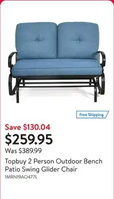 Walmart Topbuy 2 Person Outdoor Bench Patio Swing Glider Chair offer