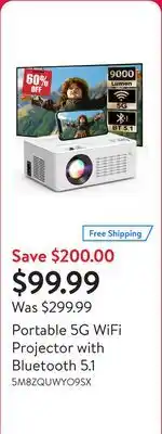 Walmart Portable 5G WiFi Projector with Bluetooth 5.1 offer