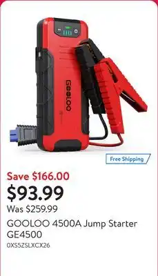 Walmart GOOLOO 4500A Jump Starter GE4500 offer