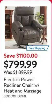 Walmart Electric Power Recliner Chair w/Heat and Massage offer