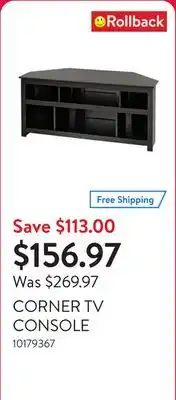 Walmart CORNER TV CONSOLE offer