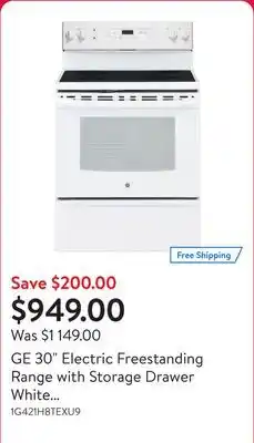 Walmart GE 30 Electric Freestanding Range with Storage Drawer White JCB630DKWW offer
