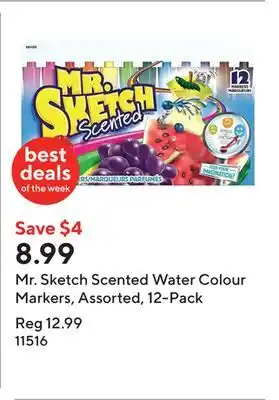 Staples Mr. Sketch Scented Water Colour Markers, Assorted, 12-Pack offer