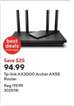 Staples Tp-link AX3000 Archer AX55 Router offer