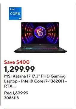 Staples MSI Katana 17 17.3 FHD Gaming Laptop - Intel Core i7-13620H - RTX 4060 - 512 GB NVMe SSD - 16 GB RAM - Windows 11 offer