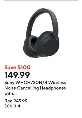 Staples Sony WHCH720N/B Wireless Noise Cancelling Headphones with Microphone - Black offer