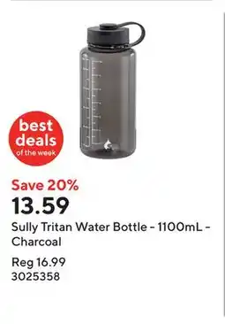 Staples Sully Tritan Water Bottle - 1100mL - Charcoal offer