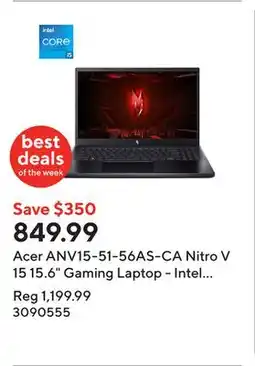 Staples Acer ANV15-51-56AS-CA Nitro V 15 15.6 Gaming Laptop - Intel i5-13420H - 512GB SSD - 16GB RAM - Windows 11 - Black offer