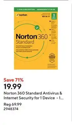 Staples Norton 360 Standard Antivirus & Internet Security for 1 Device - 1 Year Subscription offer