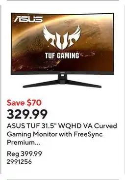 Staples ASUS TUF 31.5 WQHD VA Curved Gaming Monitor with FreeSync Premium - VG32VQ1B offer