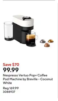 Staples Nespresso Vertuo Pop+ Coffee Pod Machine by Breville - Coconut White offer