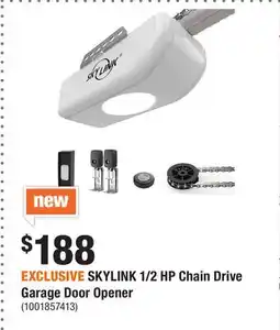 Home Depot EXCLUSIVE SKYLINK 1/2 HP Chain Drive Garage Door Opener offer