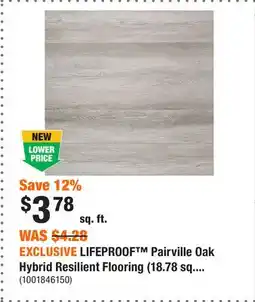 Home Depot EXCLUSIVE LIFEPROOF Pairville Oak Hybrid Resilient Flooring (18.78 sq. ft. / case) offer