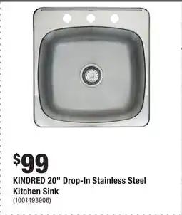 Home Depot KINDRED 20 Drop-In Stainless Steel Kitchen Sink offer