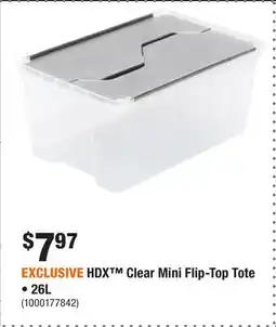 Home Depot EXCLUSIVE HDX Clear Mini Flip-Top Tote • 26L offer