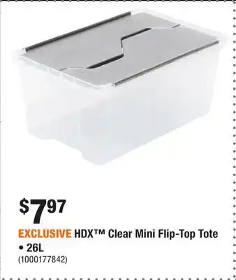 Home Depot EXCLUSIVE HDX Clear Mini Flip-Top Tote • 26L offer