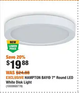 Home Depot EXCLUSIVE HAMPTON BAY 7 Round LED White Disk Light offer