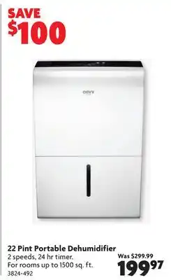 Home Hardware 22 Pint Portable Dehumidifier offer