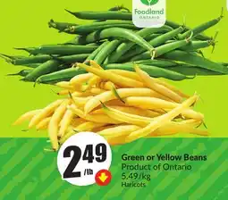 Chalo FreshCo Green or Yellow Beans Product of Ontario 5.49/kg offer