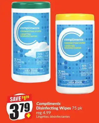 Chalo FreshCo Compliments Disinfecting Wipes 75 pk offer