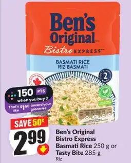 Chalo FreshCo Ben's Original Bistro Express Basmati Rice 250 g or Bite 285 g offer