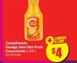 Chalo FreshCo Compliments Orange Juice Not From Concentrate 1.54 L offer