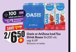 Chalo FreshCo Oasis or AriZona Iced Tea Drink Boxes 8x200 mL offer