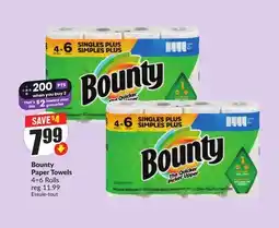FreshCo Bounty Papers Towels 4=6 Rolls offer
