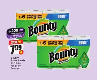 FreshCo Bounty Papers Towels 4=6 Rolls offer