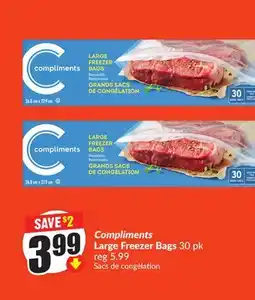 FreshCo Compliments Large Freezer Bags 30 pk offer