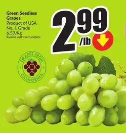 FreshCo Green Seedless Grapes Product Of USA No.1 Grade 6.59/kg offer